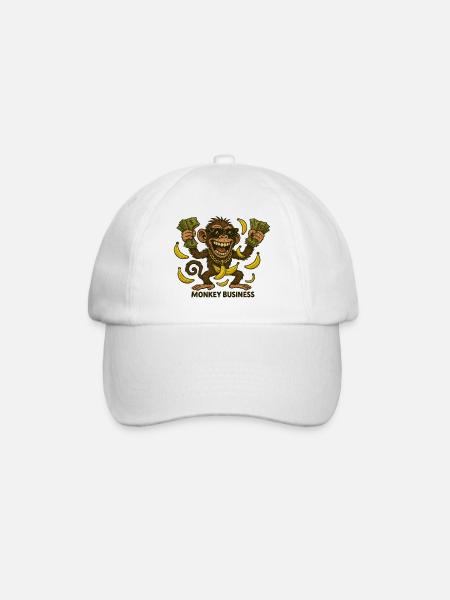 Funny monkey with money and bananas - Baseball Cap - white/white