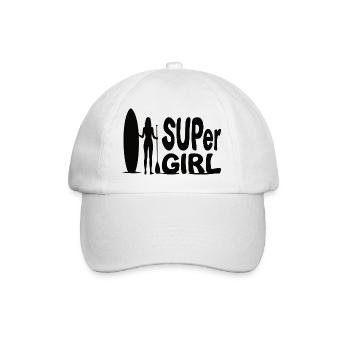 SUPer Girl mit Stand Up Paddle SUP Design  - Baseballkappe - Weiß/Weiß - Vorne