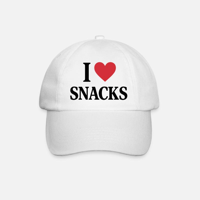I ❤️ SNACKS - Baseballkappe - Weiß/Weiß