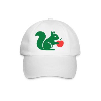 Green Squirrel with Apple - Baseball Cap - white/white - Front