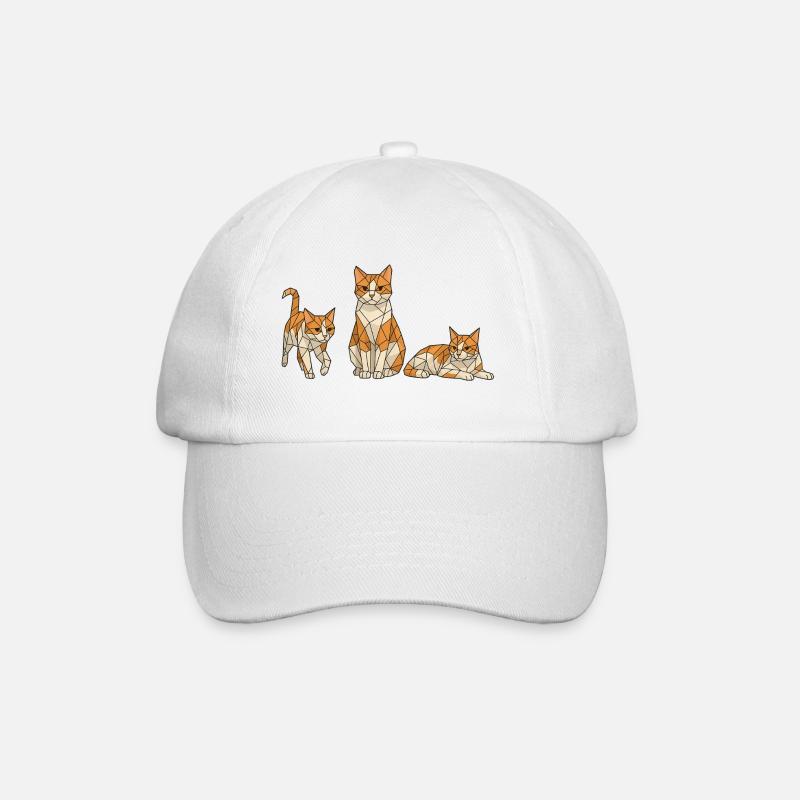 Geometric Cats Trio - Baseball Cap - white/white