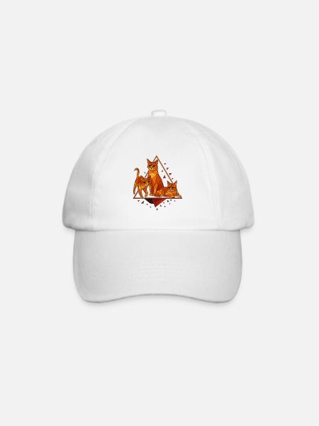Geometric cats in diamond frame - Baseball Cap - white/white