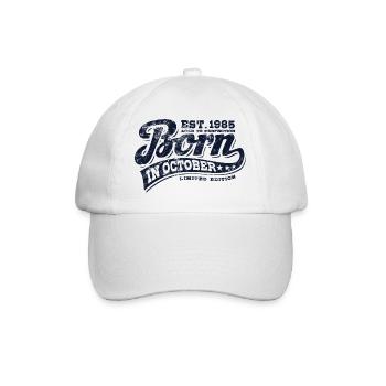 Born in October 1985 - Geburtstag - Geschenk - Baseballkappe - Weiß/Weiß - Vorne