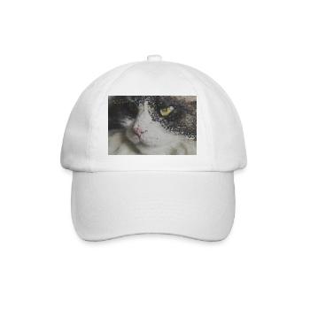 Pixel Cat Mosaic Portrait - Baseball Cap - white/white - Front