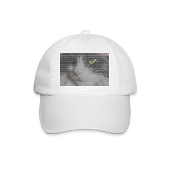 Katzenporträt im Glitch-Look - Baseballkappe - Weiß/Weiß - Vorne