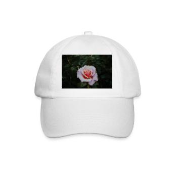 Rose watercolor in pixel style - Baseball Cap - white/white - Front