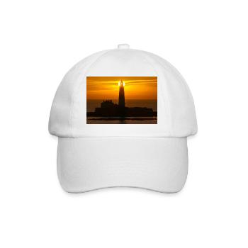 Sonnenaufgang St. Marys Leuchtturm - Baseballkappe - Weiß/Weiß - Vorne
