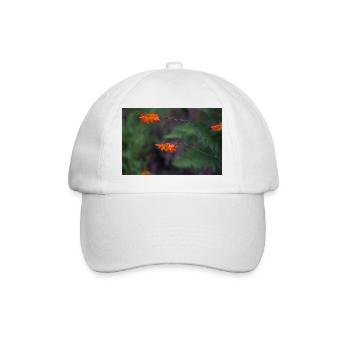 Orange Bloom on Arching Stem - Baseball Cap - white/white - Front