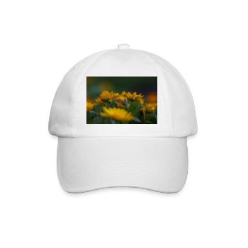 Vibrant yellow flowers bloom amid lush green folia - Baseball Cap - white/white - Front