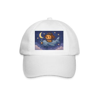 Dog pilot in night flight - Baseball Cap - white/white - Front