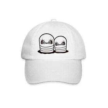 2 Worms Couple Friends Peeping Holes in the Ground Happy - Baseball Cap - white/white - Front