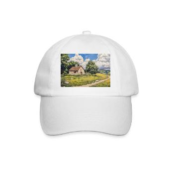 Illustration einer Naturlandschaft - Baseballkappe - Weiß/Weiß - Vorne