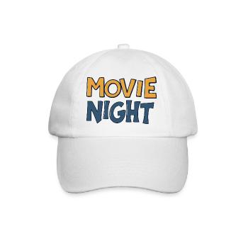 Movie Night Colorful Typographic Drawing - Baseball Cap - white/white - Front