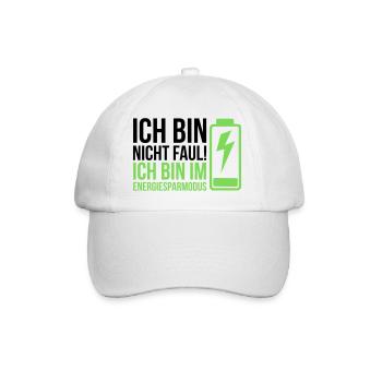 I'm not lazy – I'm in power saving mode - Baseball Cap - white/white - Front