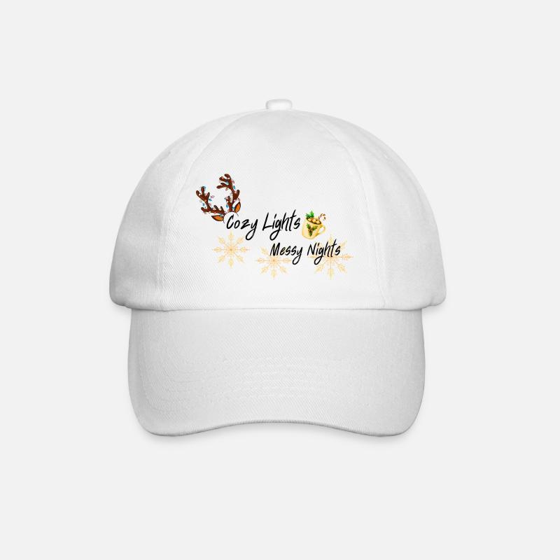 Goldene Schneeflocken Gemütlicher Becher Design - Baseballkappe - Weiß/Weiß