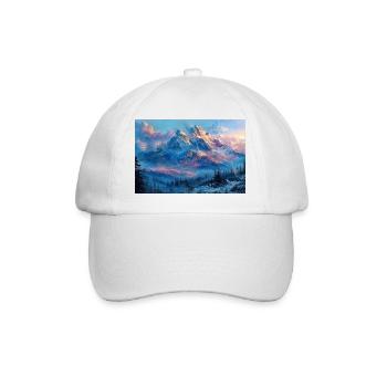 Illustration einer Gebirgslandschaft - Baseballkappe - Weiß/Weiß - Vorne