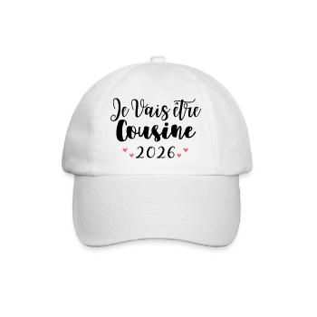Je Vais être Cousine 2026 Annonce Grossesse - Casquette classique - blanc/blanc - Devant