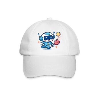 Kawaii Futuristic Blue Tennis Robot - Baseball Cap - white/white - Front