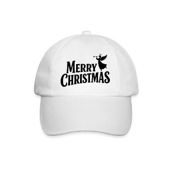 Klassischer Merry-Christmas Schriftzug mit Engel - Baseballkappe - Weiß/Weiß - Vorne