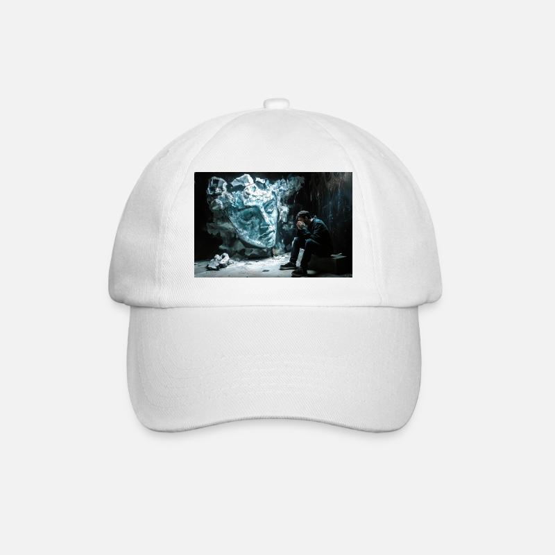 Broken statue, pensive man - Baseball Cap - white/white