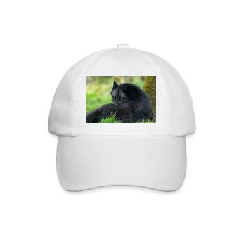 Schwarzer Wolf in Ruhe - Baseballkappe - Weiß/Weiß - Vorne