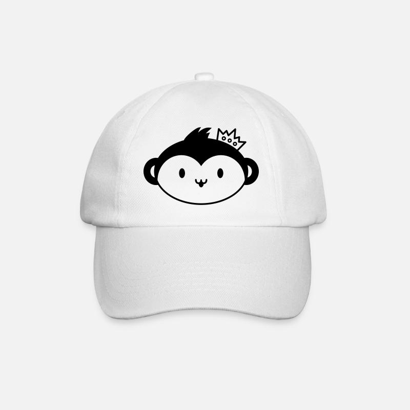 Monkey Crown – Cute Monkey Head with Crown - Baseball Cap - white/white