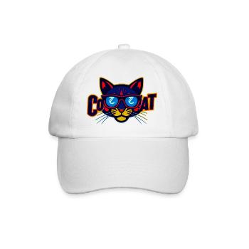 Neon Katzenlogo mit Sonnenbrille - Baseballkappe - Weiß/Weiß - Vorne
