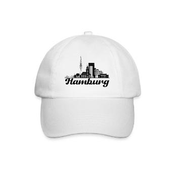 Hamburg Skyline Silhouette - Baseballkappe - Weiß/Weiß - Vorne