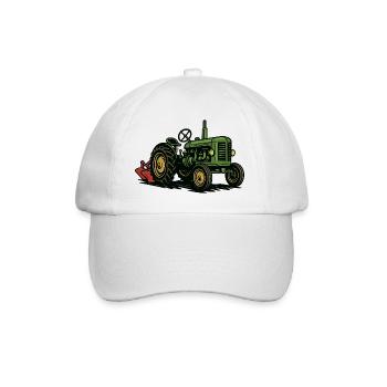 Green tractor in the light of agriculture - Baseball Cap - white/white - Front