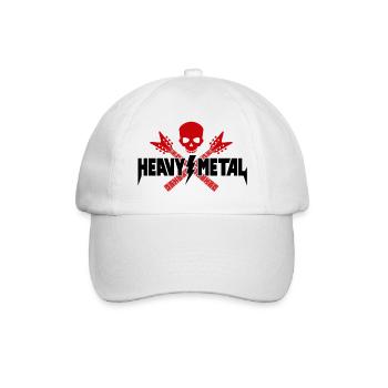 Heavy Metal Skull und gekreuzte Gitarren - Baseballkappe - Weiß/Weiß - Vorne