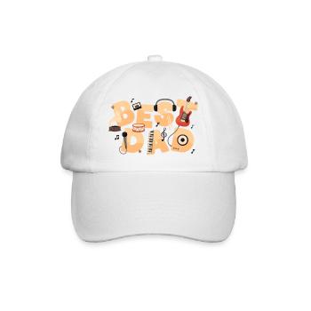 Bester Papa Musikfan Retro Band / Best Dad - Baseballkappe - Weiß/Weiß - Vorne