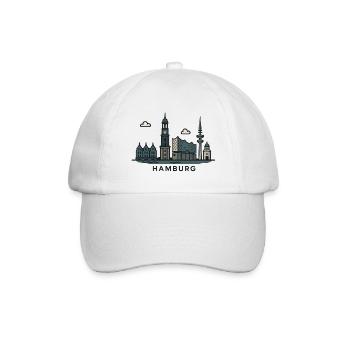 Hamburg Skyline  - Baseballkappe - Weiß/Weiß - Vorne