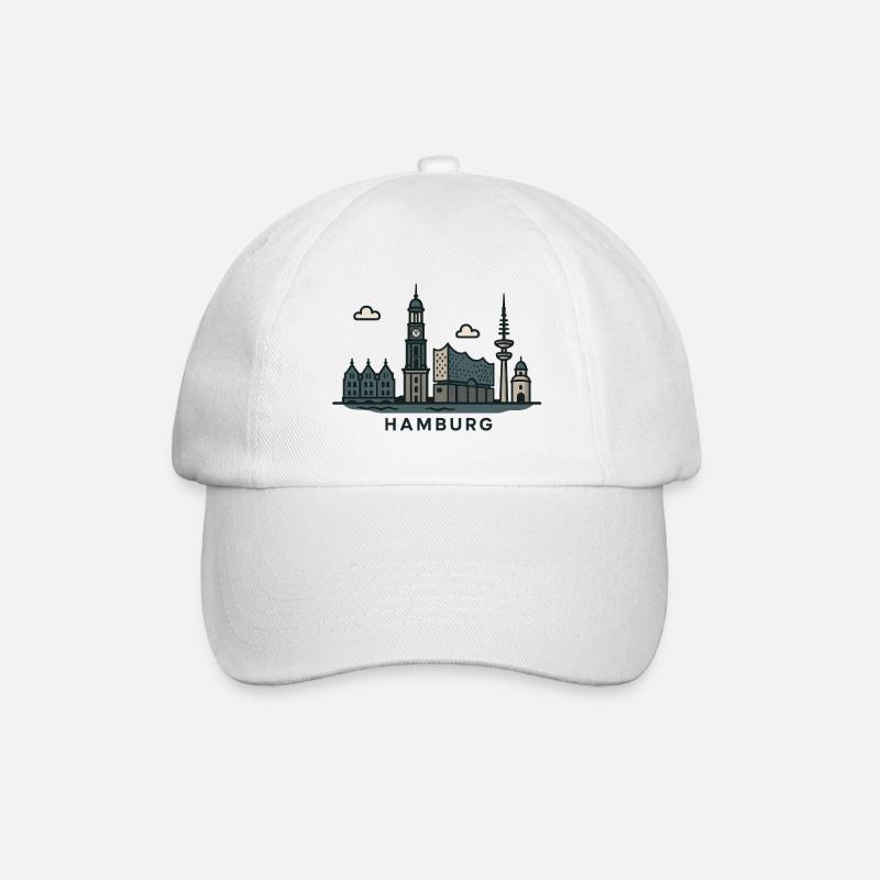 Hamburg Skyline  - Baseballkappe - Weiß/Weiß