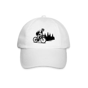 Rennradfahrer vor Dresdner Skyline - Baseballkappe - Weiß/Weiß - Vorne