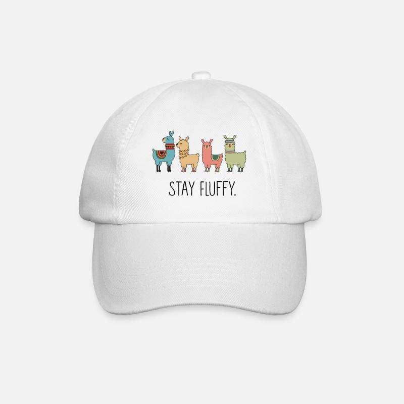 Stay Fluffy – Süßes Alpaka Motiv - Baseballkappe - Weiß/Weiß