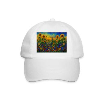 Sonnenblumenfeld - Baseballkappe - Weiß/Weiß - Vorne