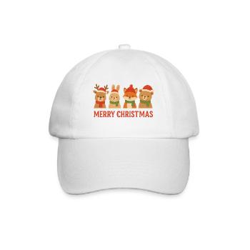 Weihnachts-Tierfreunde-Text - Baseballkappe - Weiß/Weiß - Vorne