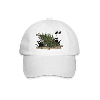 Chaotische Weihnachtskatzen – Lustiges XMAS Katzen - Baseballkappe - Weiß/Weiß - Vorne