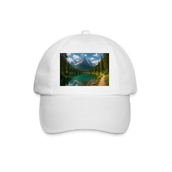 Sentier de lac de montagne dans la forêt - Casquette classique - blanc/blanc - Devant