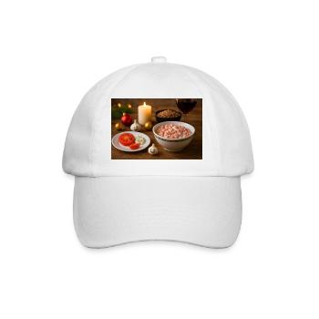 Tomatenknoblauc Salat und Gretschka - Baseballkappe - Weiß/Weiß - Vorne