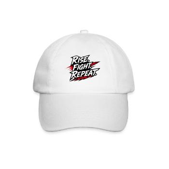 Rise Fight Repeat Kampfspruch Grafik - Baseballkappe - Weiß/Weiß - Vorne