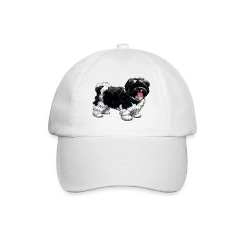 Tecknad_Shih_Tzu_med_tungan_ute - Baseballkappe - Weiß/Weiß - Vorne