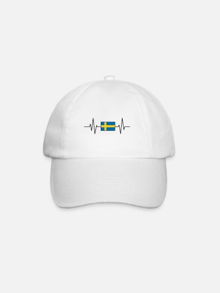 Swedish Flag Heartbeat - Baseball Cap - white/white