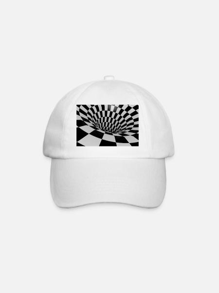 Black and White Tile Tunnel - Baseball Cap - white/white
