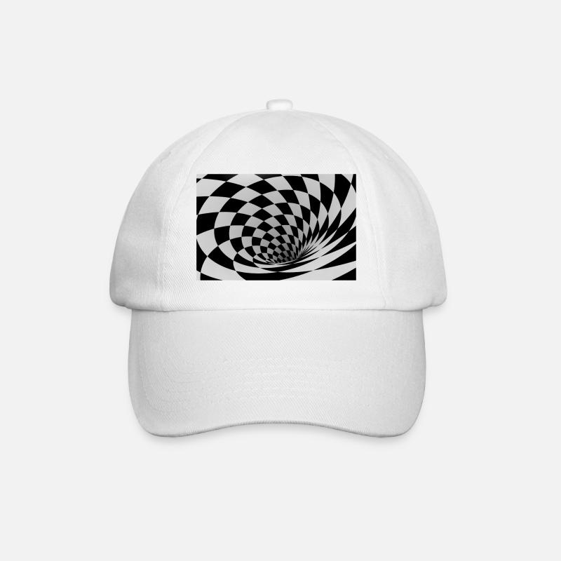 Hypnotic Black and White Spiral - Baseball Cap - white/white
