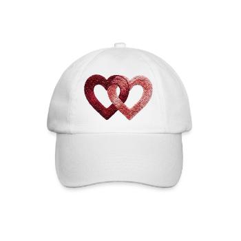 Zwei Valentinstagsherzen bestickten Look (gedruckt) - Baseballkappe - Weiß/Weiß - Vorne