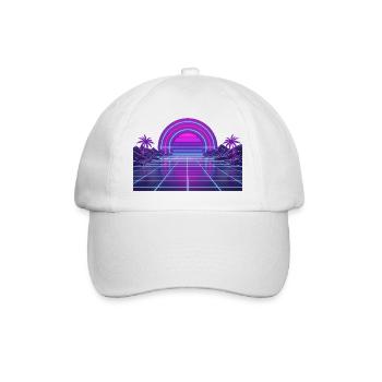 Grille Rétro Néon Couchant des années 90 - Casquette classique - blanc/blanc - Devant