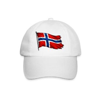Norwegen Flagge - Baseballkappe - Weiß/Weiß - Vorne
