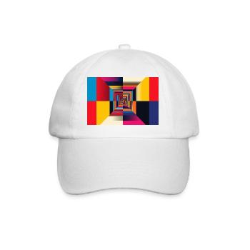 Geometrischer Tunnel-Regenbogen - Baseballkappe - Weiß/Weiß - Vorne