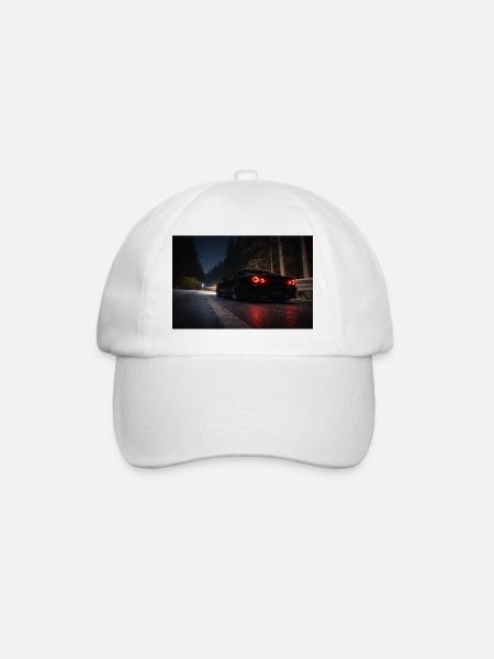Night Sports Car on the Road - Baseball Cap - white/white